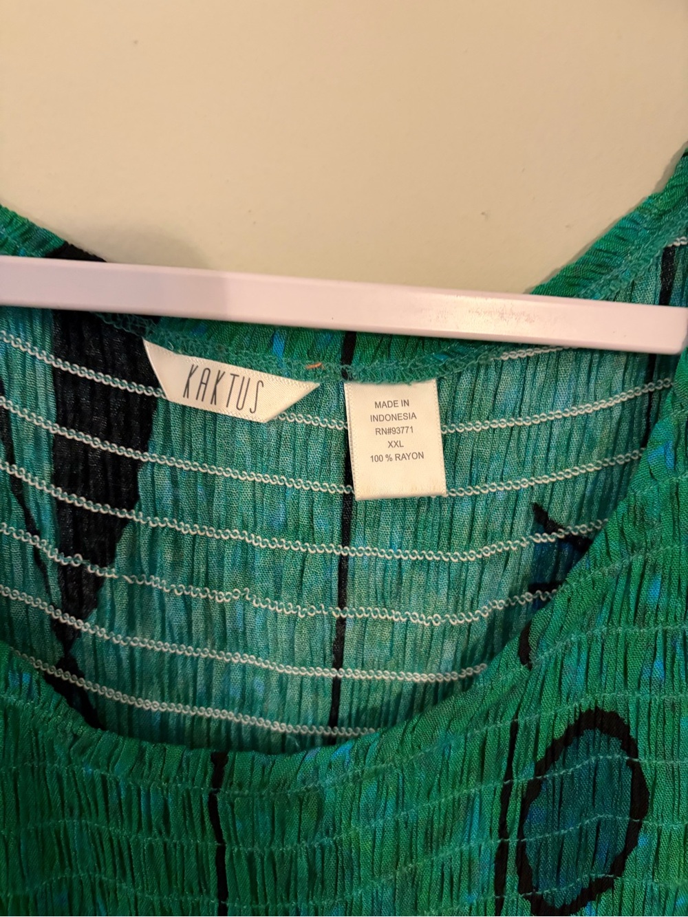 Kaktus Teal and Black Smocked Rayon dress
